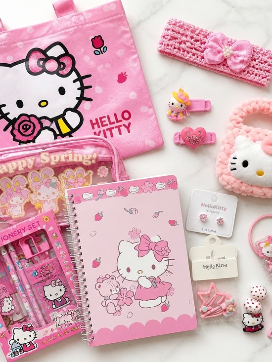 Hello Kitty Handbags - Hello Kitty Pink Floral Stationery & Accessories Set